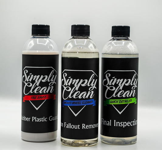 Simply Clean Detailing Products Bundle. Tire Sauce, Wicked Wheel Cleaner, Quick Detailer Bottle Image 16 oz 